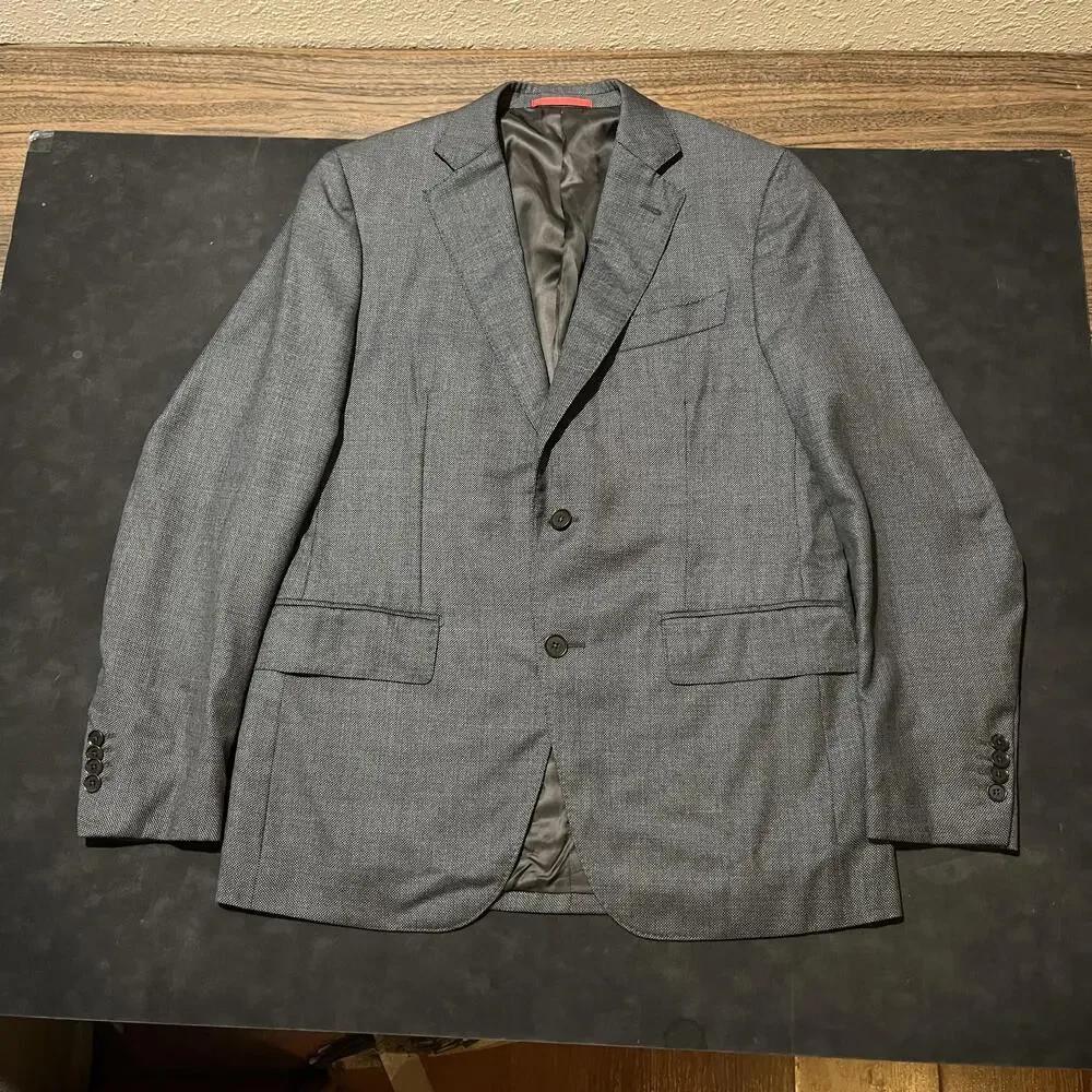 Isaia Napoli Blazer Sport Coat Mens 40R EU 50 Gray Super 120s Wool Made in Italy